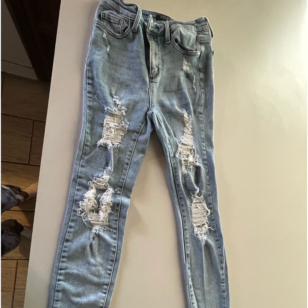 Judy Blue Los Angeles distressed ripped denim jeans junior 7/28